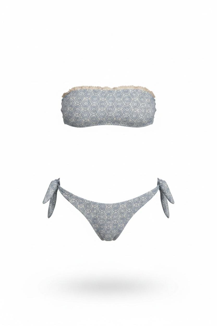 Bikini Bandeau Jacquard Azul