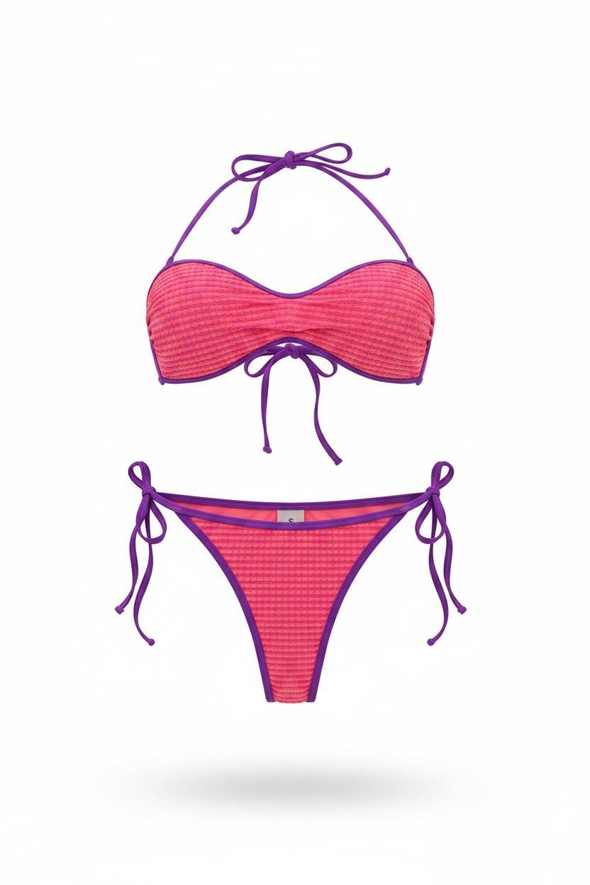 Top de bikini Vichy Fucsia